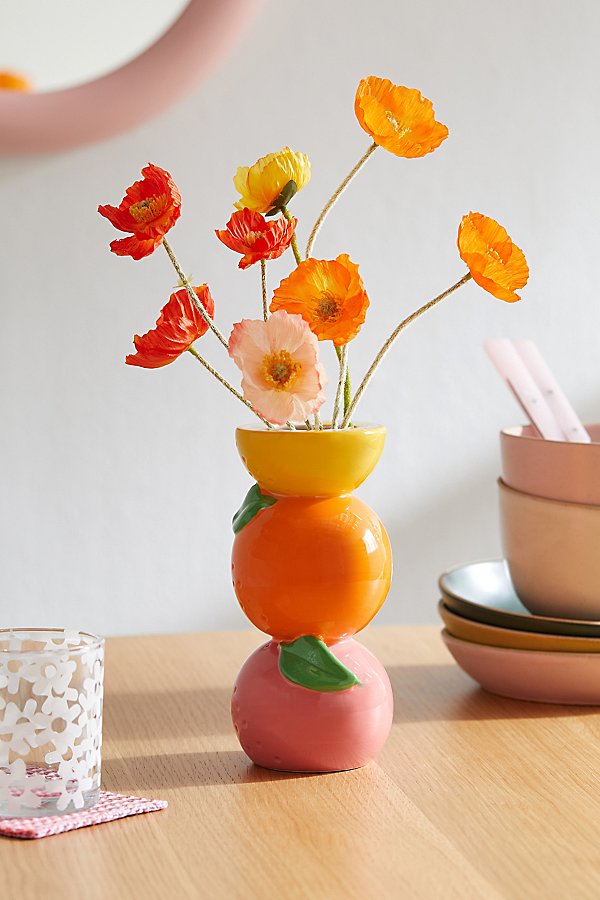 Bando Stacked Citrus Vase In Orange