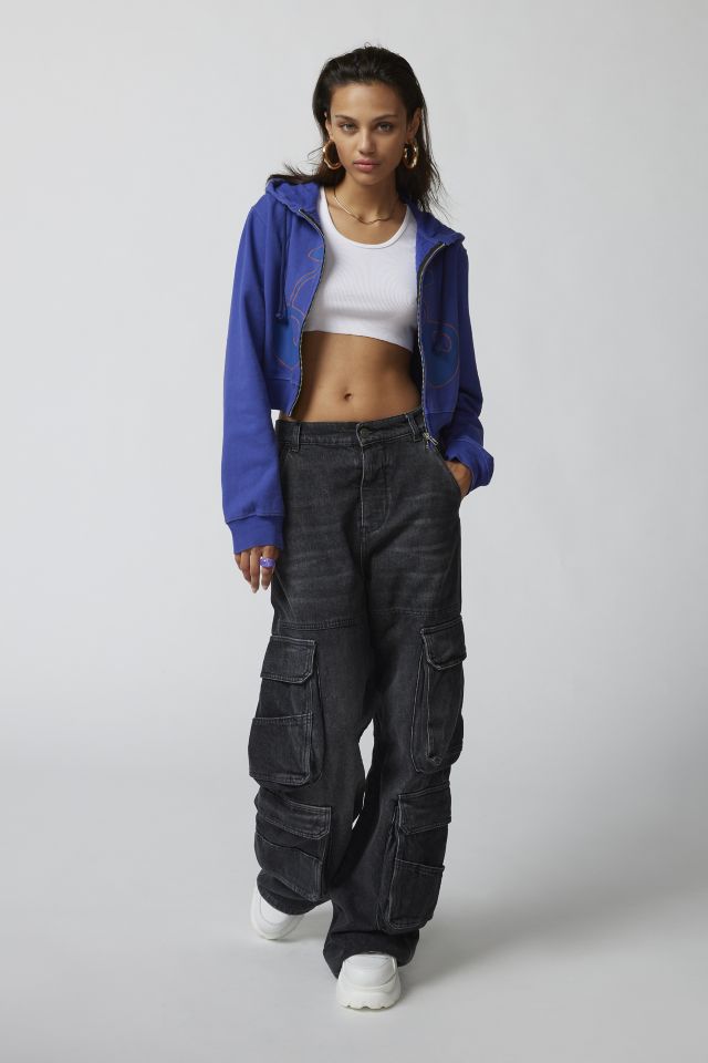 Cherry Overdyed Shrunken Zip Hoodie Sweatshirt #1