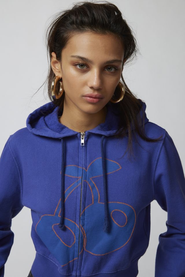トップス Crooked Zipper Hooded Sweatshirt Cherry Overdyed Shrunken Zip Hoodie Sweatshirt | Urban