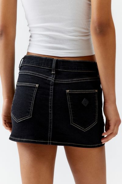 Abrand 99 Low-Rise Denim Micro Mini Skirt