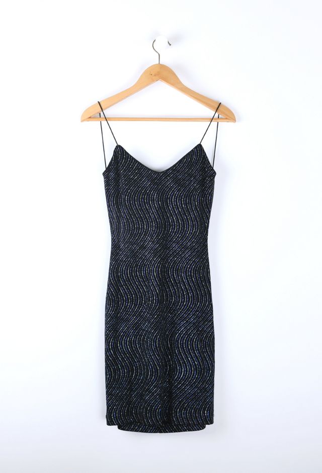 Vintage Y2k Glittered Black Strappy Mini Dress | Urban Outfitters