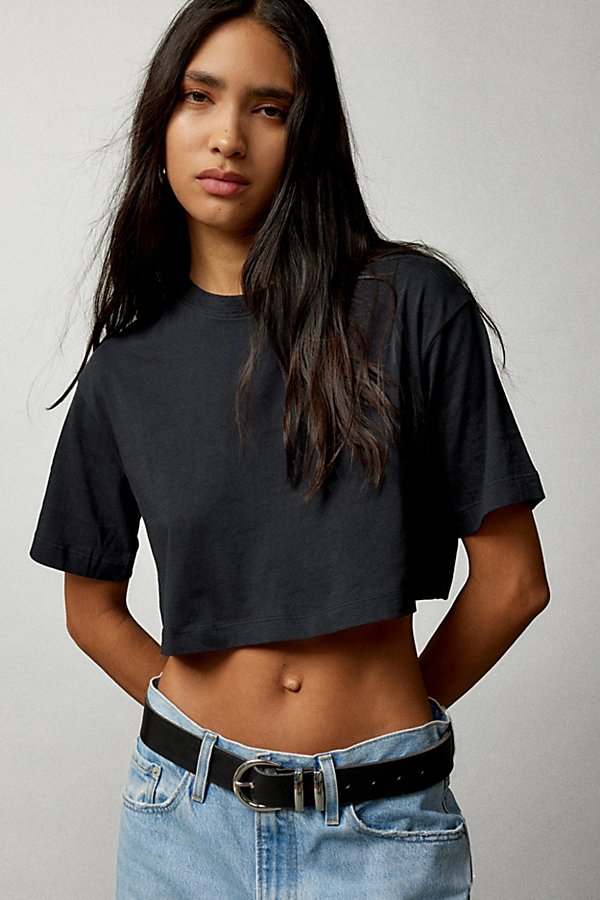 Bdg Boyfriend Cropped Boxy Tee In Black, Women's At Urban Outfitters