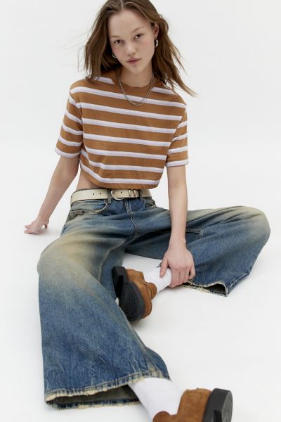 Bdg Boyfriend Cropped Boxy Tee In Brown, Women's At Urban Outfitters