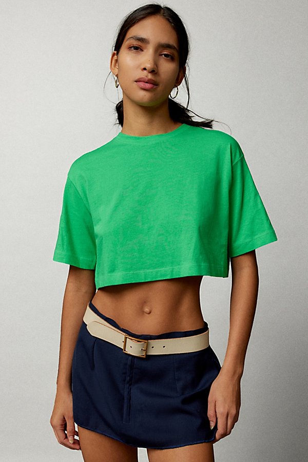 Bdg Boyfriend Cropped Boxy Tee In Green, Women's At Urban Outfitters