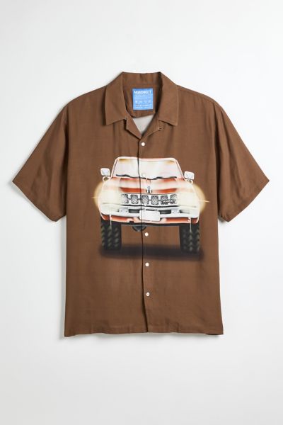 Shop Market Keep Honking Camp Shirt Top In Chocolate At Urban Outfitters