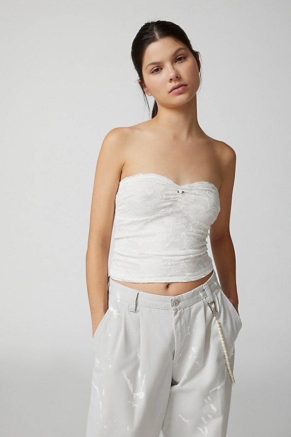 Urban Renewal Remnants Rosette Tube Top In White, Women's At Urban Outfitters