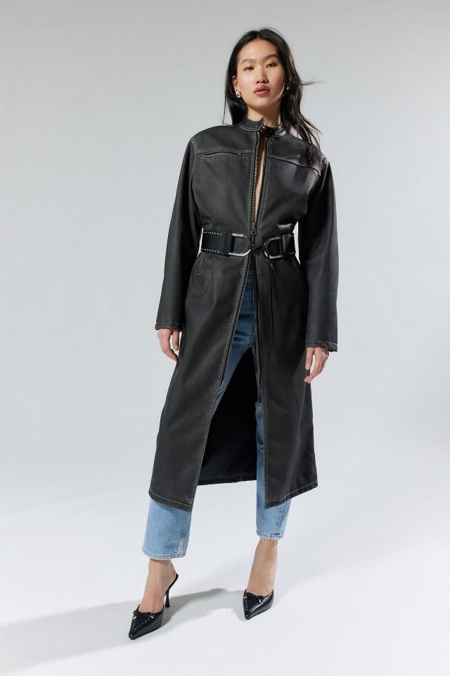 Moto trench clearance coat