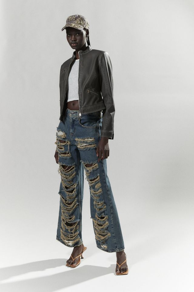 Silence + Noise Ivy Faux Leather Fitted Moto Jacket #1