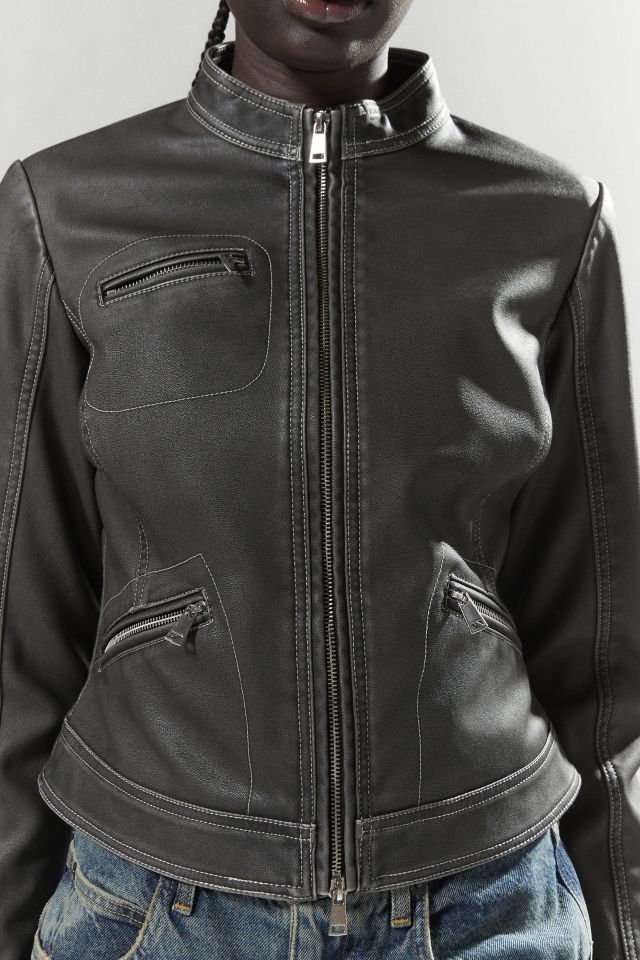 Silence + Noise Ivy Faux Leather Fitted Moto Jacket #2