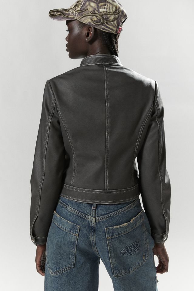 Silence + Noise Ivy Faux Leather Fitted Moto Jacket #3