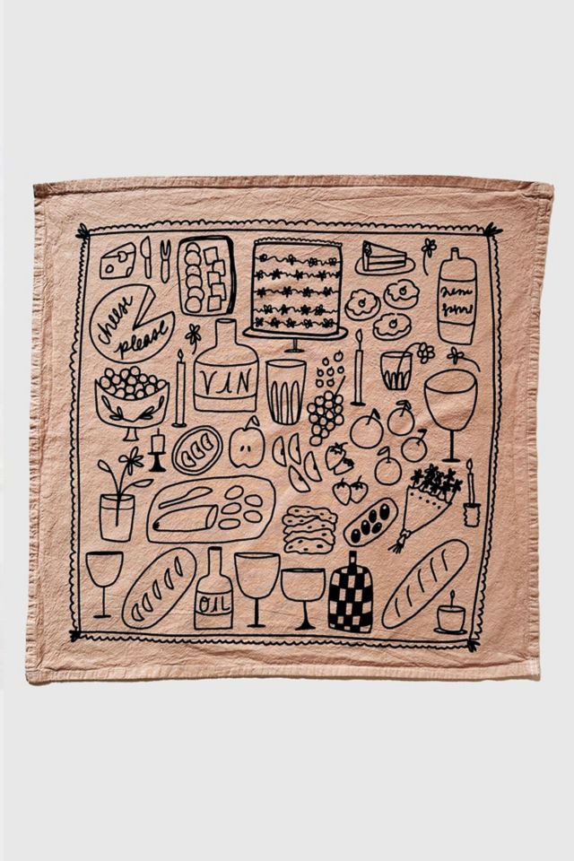 Julie Peach Picnic Tea Towel #1