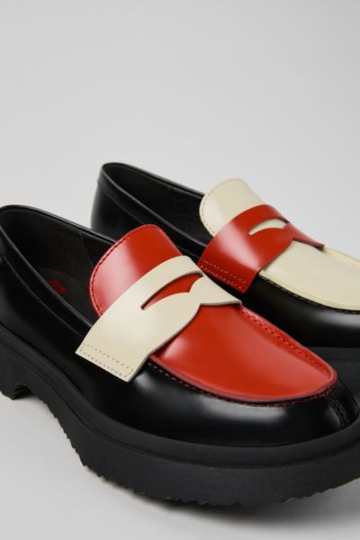 Camper Walden Twins Mismatched Penny Loafer In Red