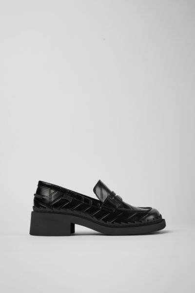 Camper Tws Leather Heeled Loafers In Black