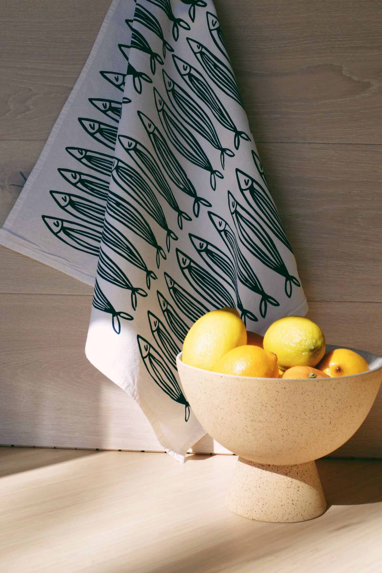 Julie Peach Sardine Tea Towel - White, ONE SIZE