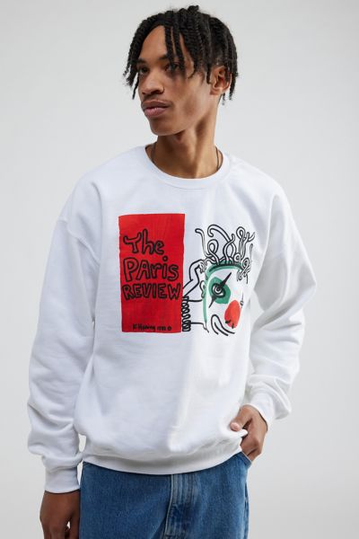 Shop Keith Haring The Paris Review Crew Neck Sweatshirt In White, Men's At Urban Outfitters