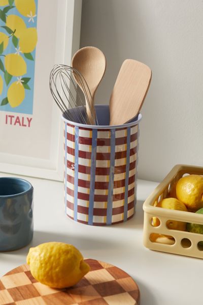 Shop Urban Outfitters Decal Utensil Holder In Gingham At