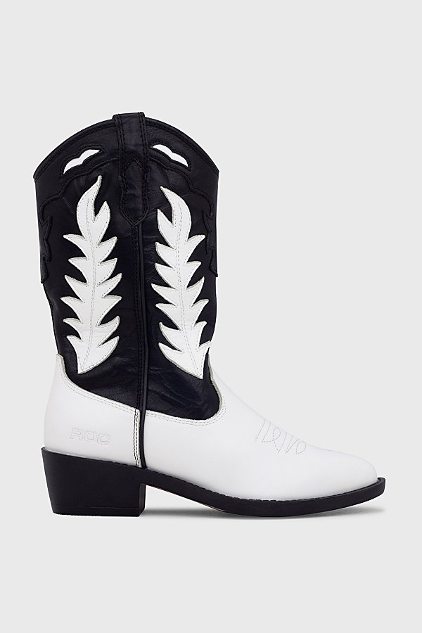 Roc Boots Australia Roc India Leather Cowboy Boot In Black/white