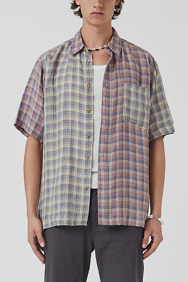 Barney Cools Linen Plaid Short Sleeve Shirt