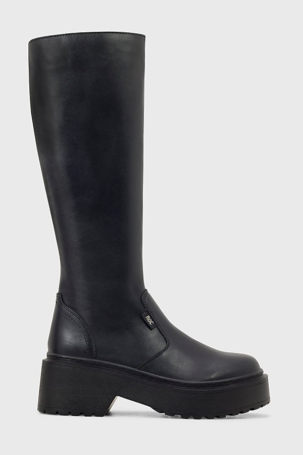 Roc Boots Australia Roc Troupe Leather Knee-high Platform Boot In Black
