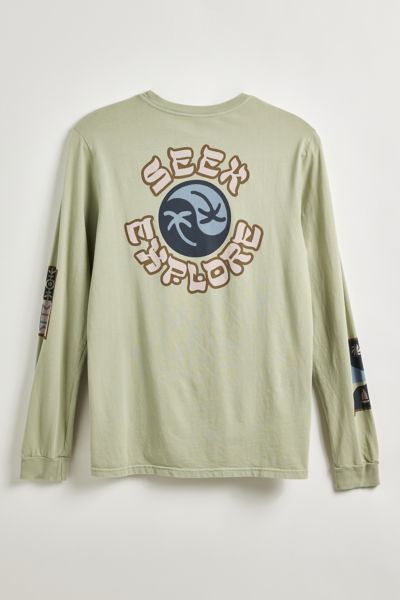 Shop Roark Seek And Explore Long Sleeve Tee In Green, Men's At Urban Outfitters