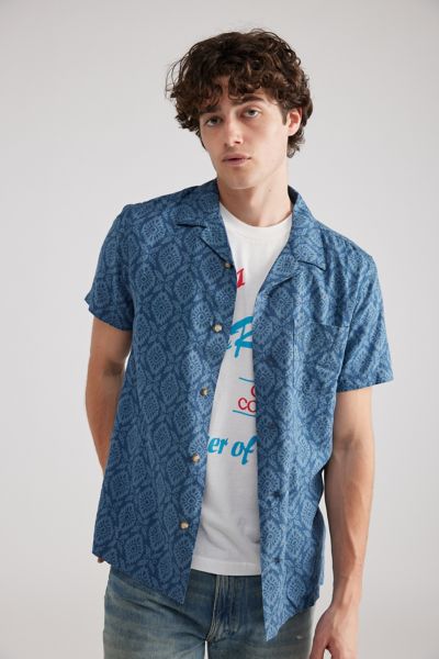 Pendleton Patterned Linen Short Sleeve Camp Collar Shirt