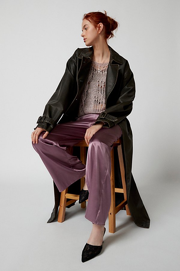 Urban Renewal Remnants Effortless Satin Pull-on Pant In Maroon At Urban Outfitters