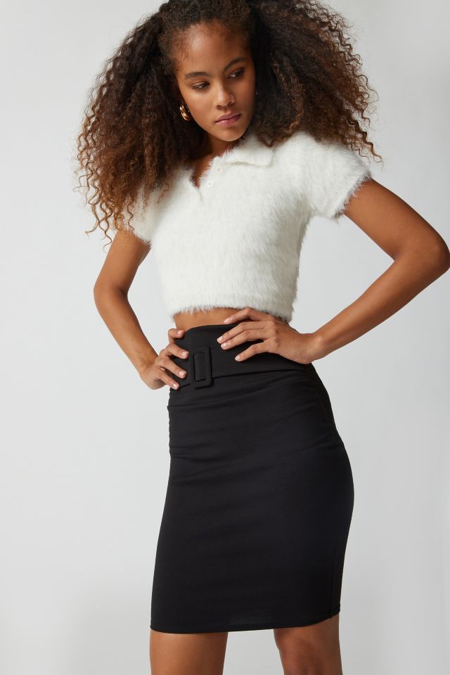 High waisted black skirt fitted hotsell