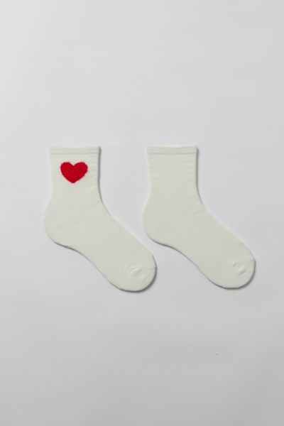 Fuzzy Heart Crew Sock | Urban Outfitters