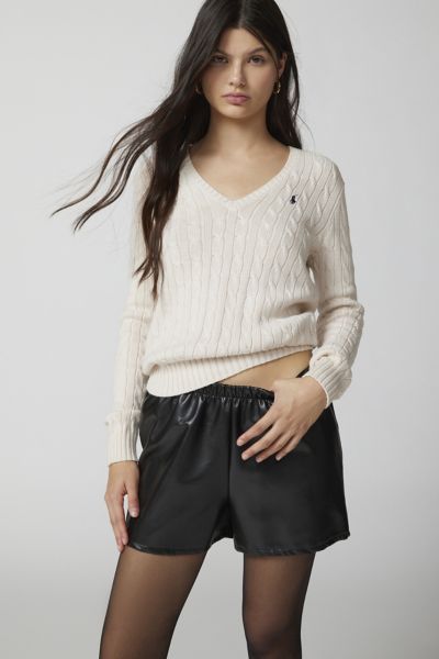 Urban Renewal Remade Faux Leather Elastic Waist Short In Black, Women's At Urban Outfitters
