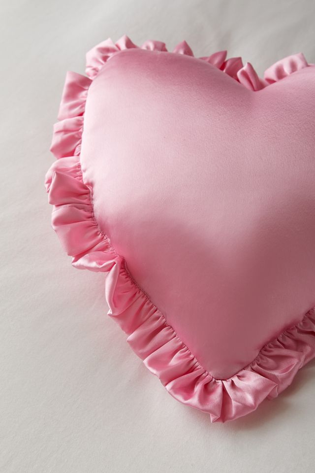 Silky Satin Heart Ruffle Throw Pillow Urban Outfitters Canada