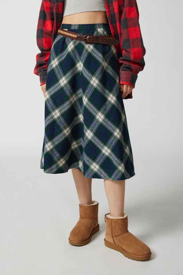 Urban Renewal Vintage A-Line Plaid Midi Skirt