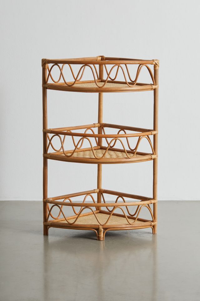 Squiggle Rattan Corner Storage Shelf #1