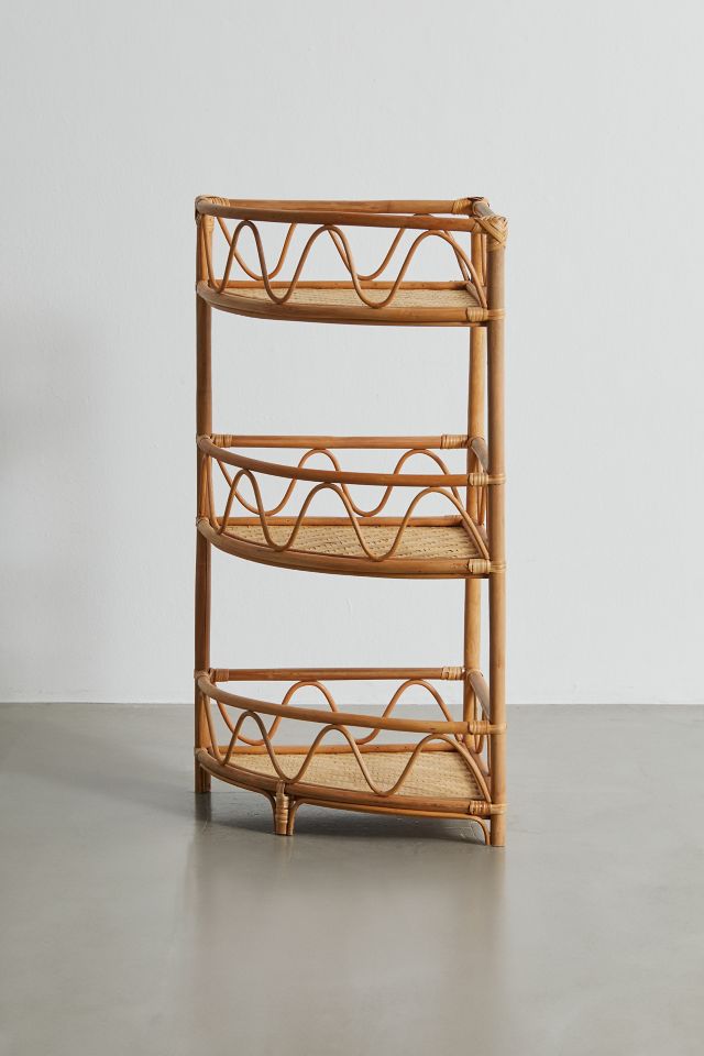 Squiggle Rattan Corner Storage Shelf #2