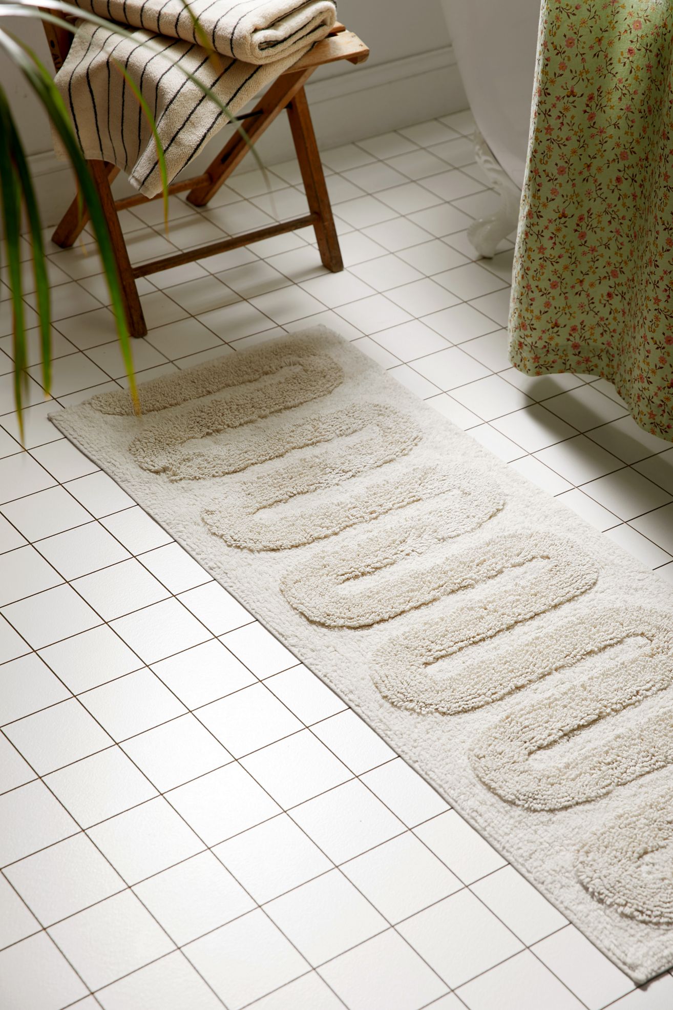 Looped Squiggle Runner Tufted Bath Mat - Cream, Regular, ONE SIZE