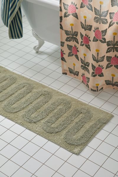 Urban Outfitters Looped Squiggle Runner Bath Mat In Sage At  In Sage
