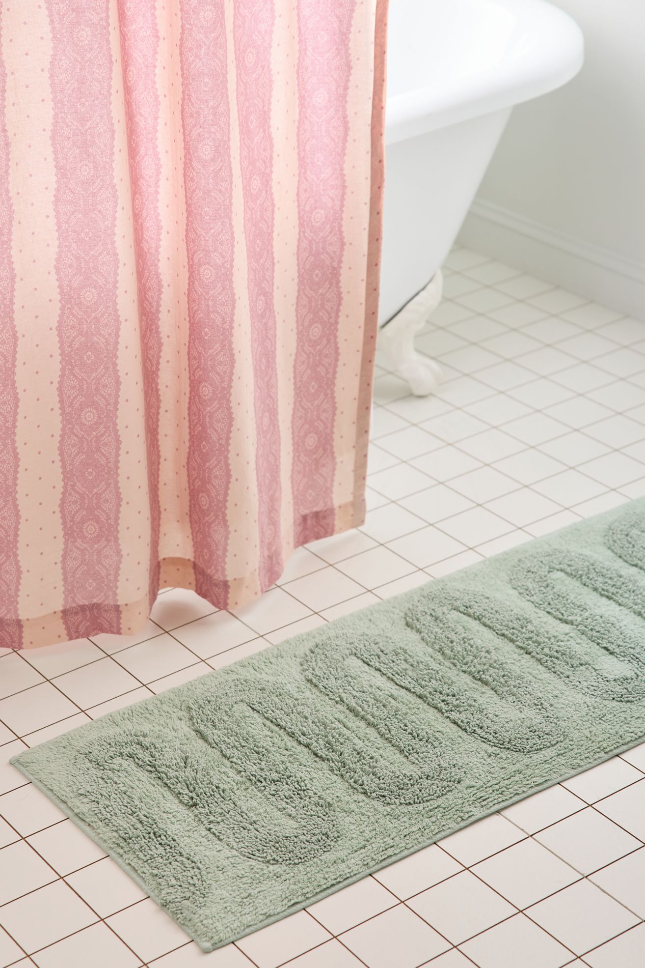 Looped Squiggle Runner Tufted Bath Mat - Seafoam, ONE SIZE