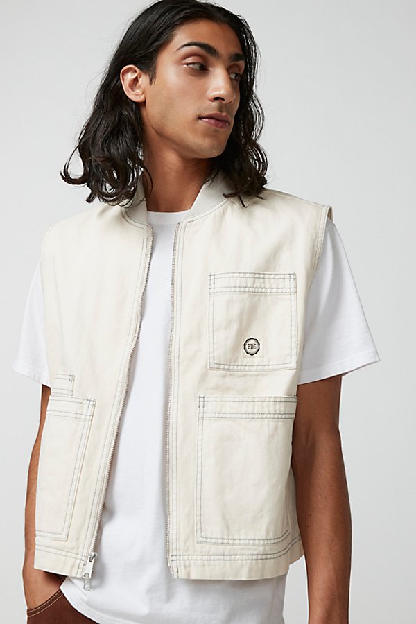 Bdg Denim Chore Vest Jacket In Cream, Men's At Urban Outfitters