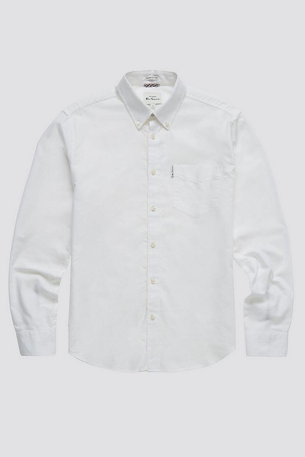 Ben Sherman Kids' Signature Organic Cotton Oxford Button-down Shirt Top In White, Men's At Urban Outfitters