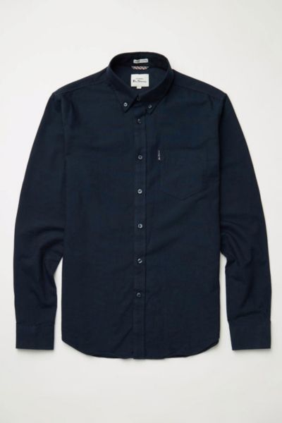 Ben Sherman Signature Organic Cotton Oxford Button-down Shirt Top In Dark Navy, Men's At Urban Outfitters