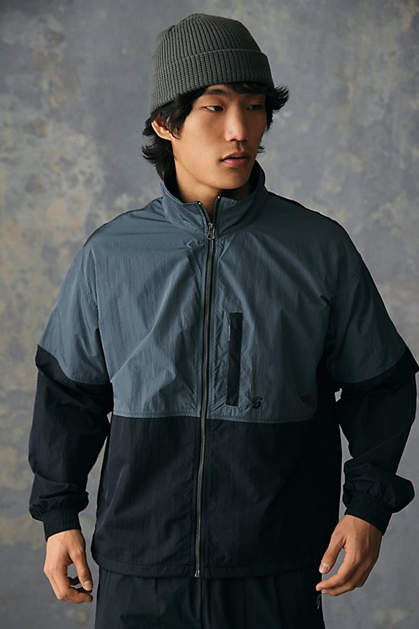 Standard Cloth Blocked Track Jacket In Black, Men's At Urban Outfitters