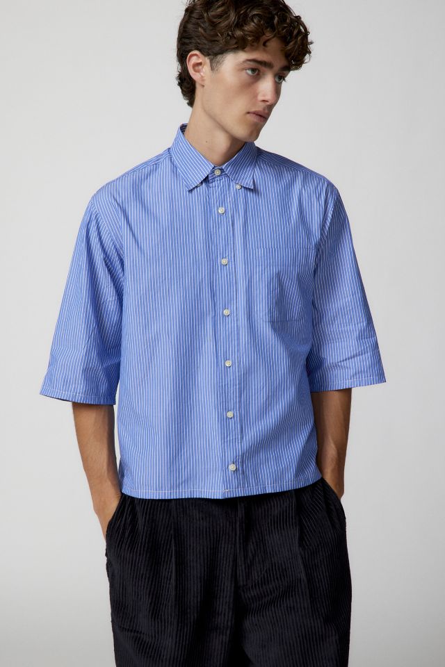 Urban Renewal Remade Boxy Cropped Short Sleeve Button-Down Shirt