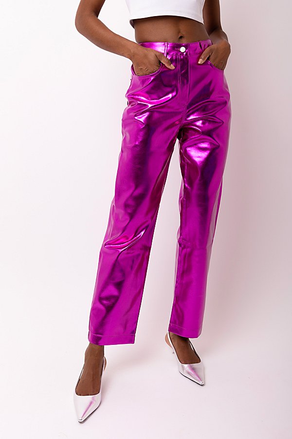 Amy Lynn Metallic Pant In Magenta, Women's At Urban Outfitters