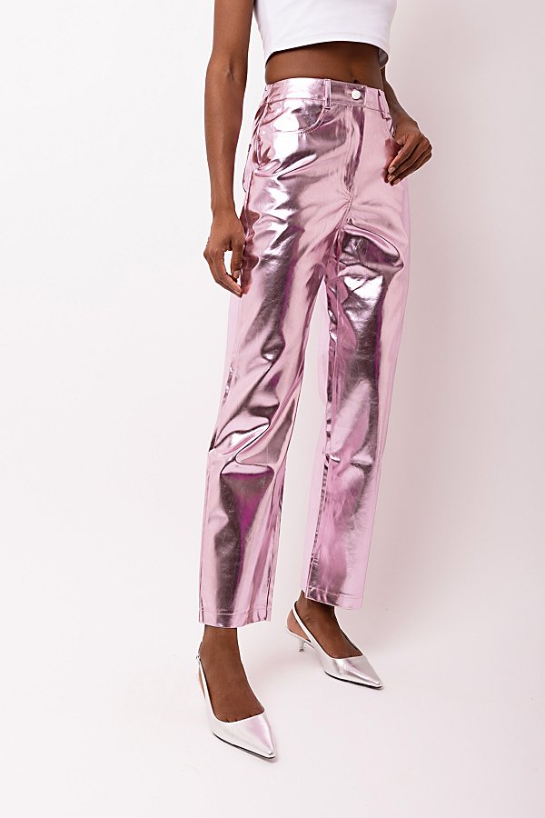 Amy Lynn Metallic Pant In Pale Pink, Women's At Urban Outfitters