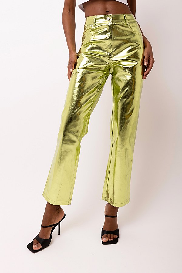 Amy Lynn Metallic Pant In Lime, Women's At Urban Outfitters