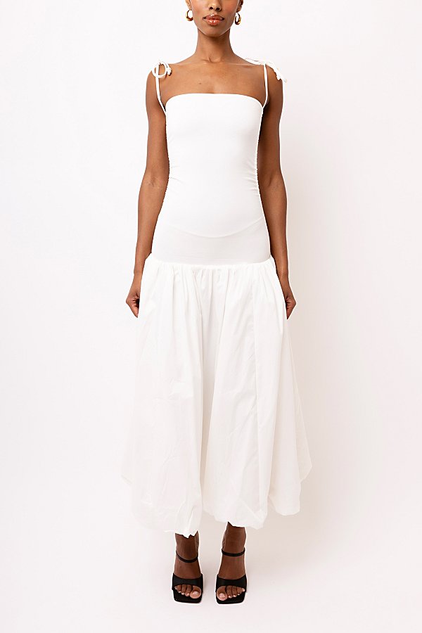 Amy Lynn Puffball Midi Dress In White, Women's At Urban Outfitters