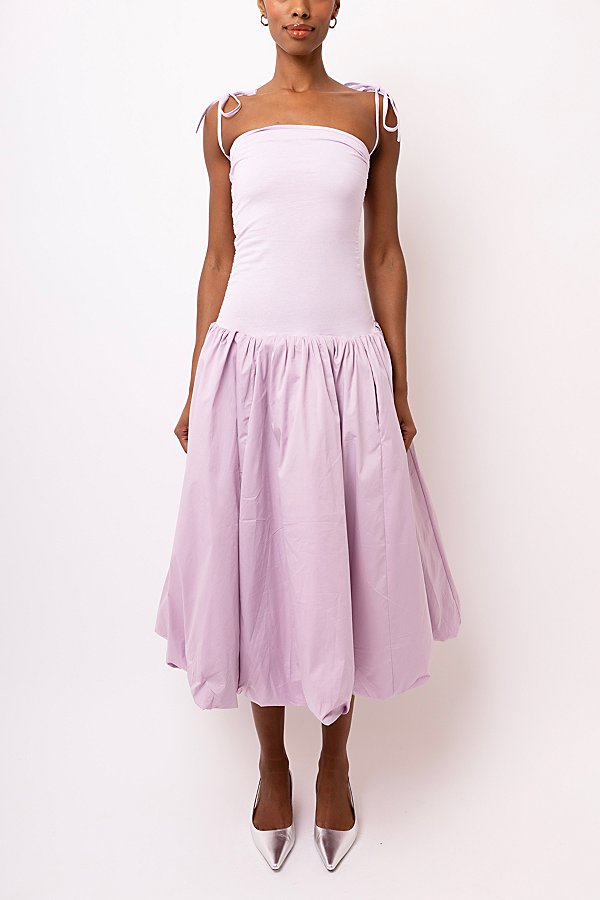 Amy Lynn Puffball Midi Dress In Lilac, Women's At Urban Outfitters