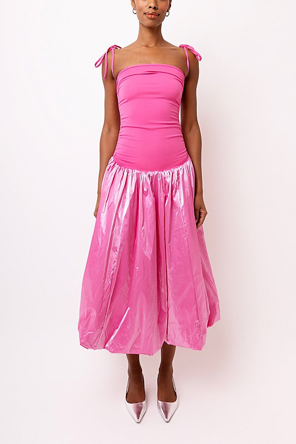 Amy Lynn Puffball Midi Dress In Pink, Women's At Urban Outfitters