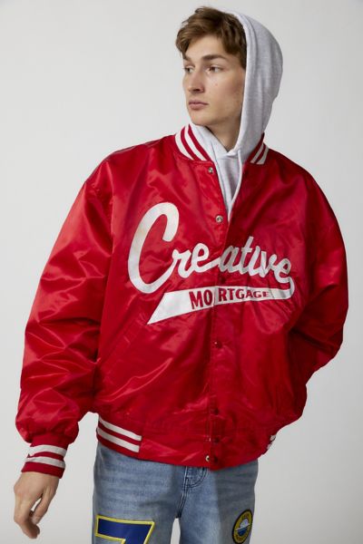 Urban Renewal Vintage Baseball Jacket In Red, Men's At Urban Outfitters