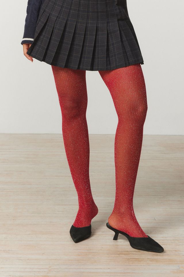 UO Glitter Ribbed Tights Urban Outfitters