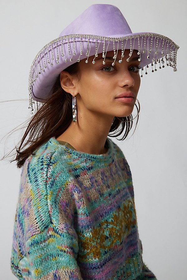 Urban Outfitters Rhinestone Cowboy Hat In Purple, Women's At